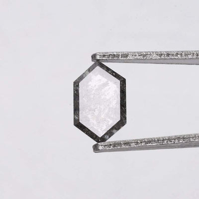 Salt and Pepper diamond Ring| Salt and pepper Ring | Hexagon Diamond Ring | salt and pepper engagement ring| hexa ring | 14k Solid Gold Ring - Rubysta