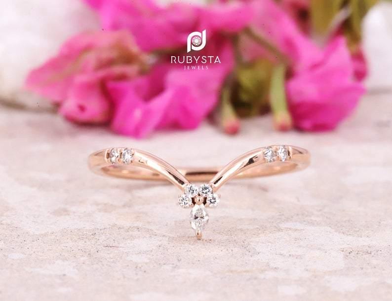 Stacking Ring | Stackable Ring | Marquise Diamond Stacking Ring - Rubysta