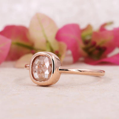 Salt and pepper red diamond ring | Cushion diamond ring | Solid Rose gold  Ring| Natural Diamond Ring - Rubysta
