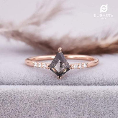 Kite Diamond Ring | Salt and Pepper diamond Ring| kite Engagement Ring - Rubysta