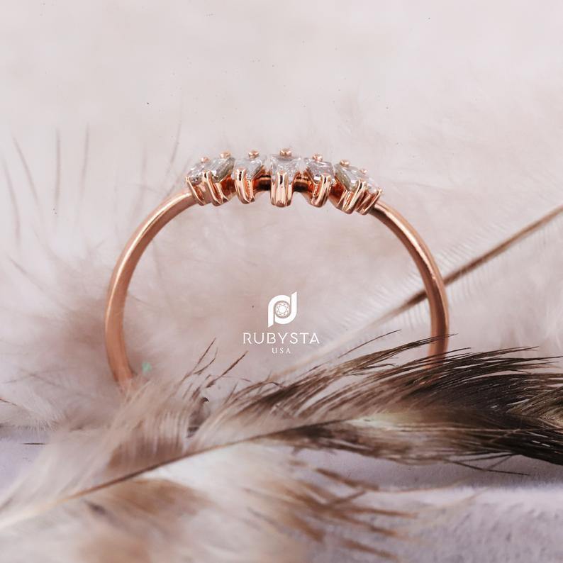 Salt and Pepper diamond Ring | Salt and pepper Ring | Baguette Diamond Ring - Rubysta