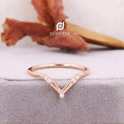 Stacking Ring | Stackable Ring | Round Brilliant Diamond Stacking Ring - Rubysta