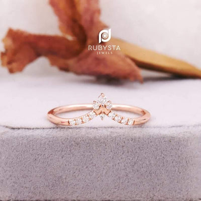 Stacking Ring | Stackable Ring | Round Diamond Stacking Ring | Natural Diamond Ring - Rubysta