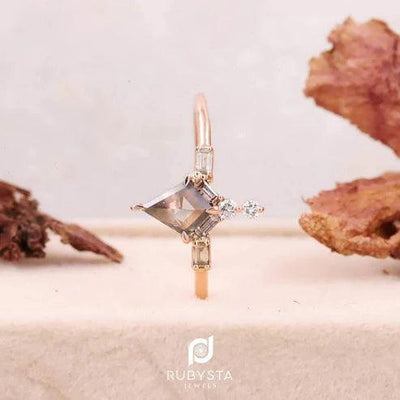 Salt and Pepper Diamond Ring| Engagement Ring| Kite Diamond Ring