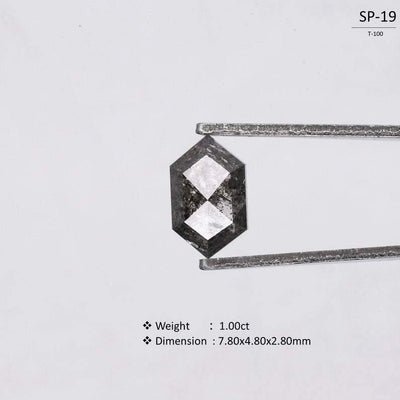 H19 - Salt and Pepper hexagon diamond Ring - Rubysta