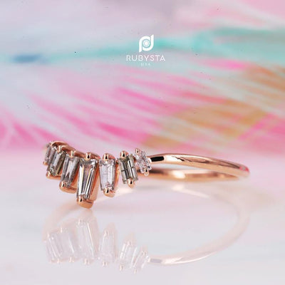 Salt and Pepper diamond Ring | Salt and pepper Ring | Baguette Diamond Ring - Rubysta