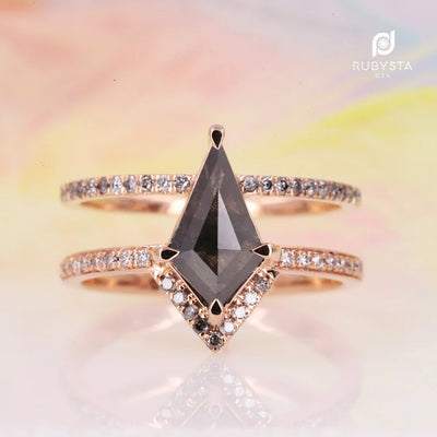 Salt and Pepper diamond Ring | kite Engagement Ring | kite diamond ring