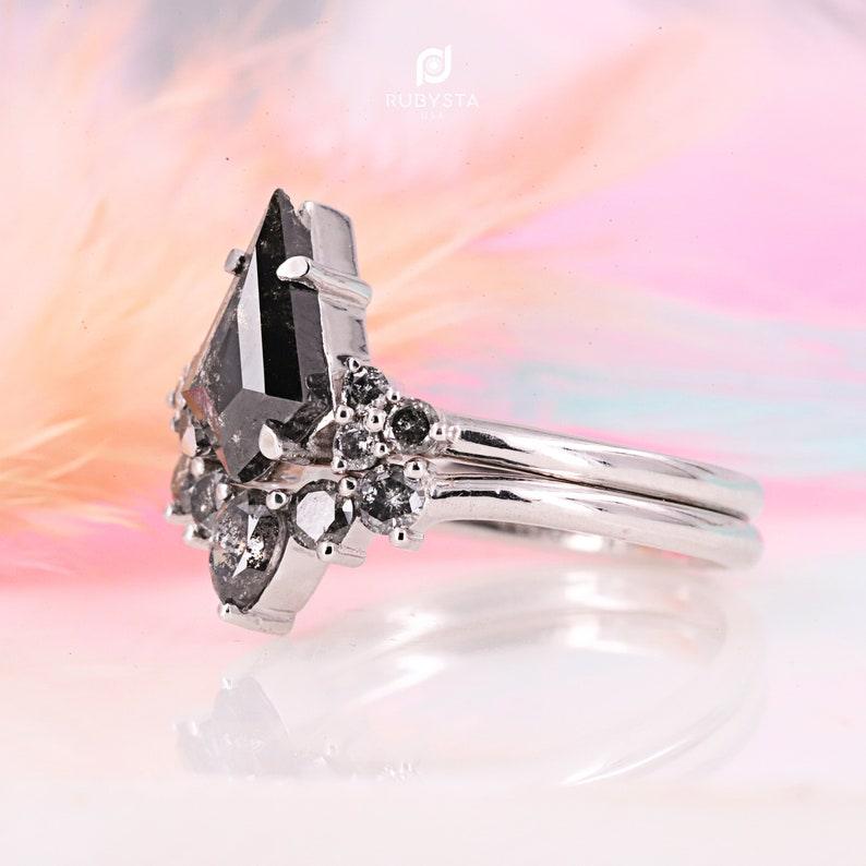Salt and Pepper Diamond Ring | Kite Engagement Ring | Wedding Ring - Rubysta