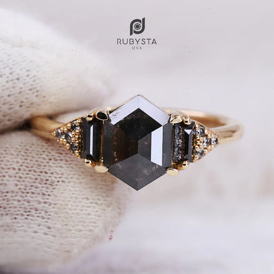 Salt and Pepper diamond Ring | Engagement Ring | Salt and pepper Ring
