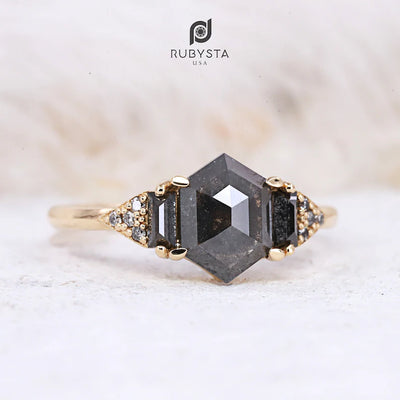 Salt and Pepper diamond Ring | Engagement Ring | Salt and pepper Ring