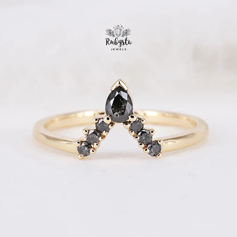Salt and pepper diamond band | Wedding band | diamond ring | Small Diamond Ring