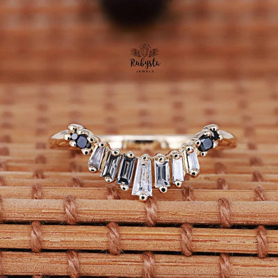 Baguette Diamond Ring | Baguette Engagement Ring | Diamond Ring | Black Diamond - Rubysta