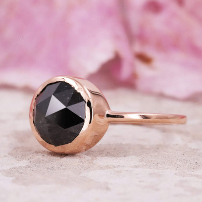 Black Diamond Ring | Engagement Ring | Round Diamond Ring - Rubysta