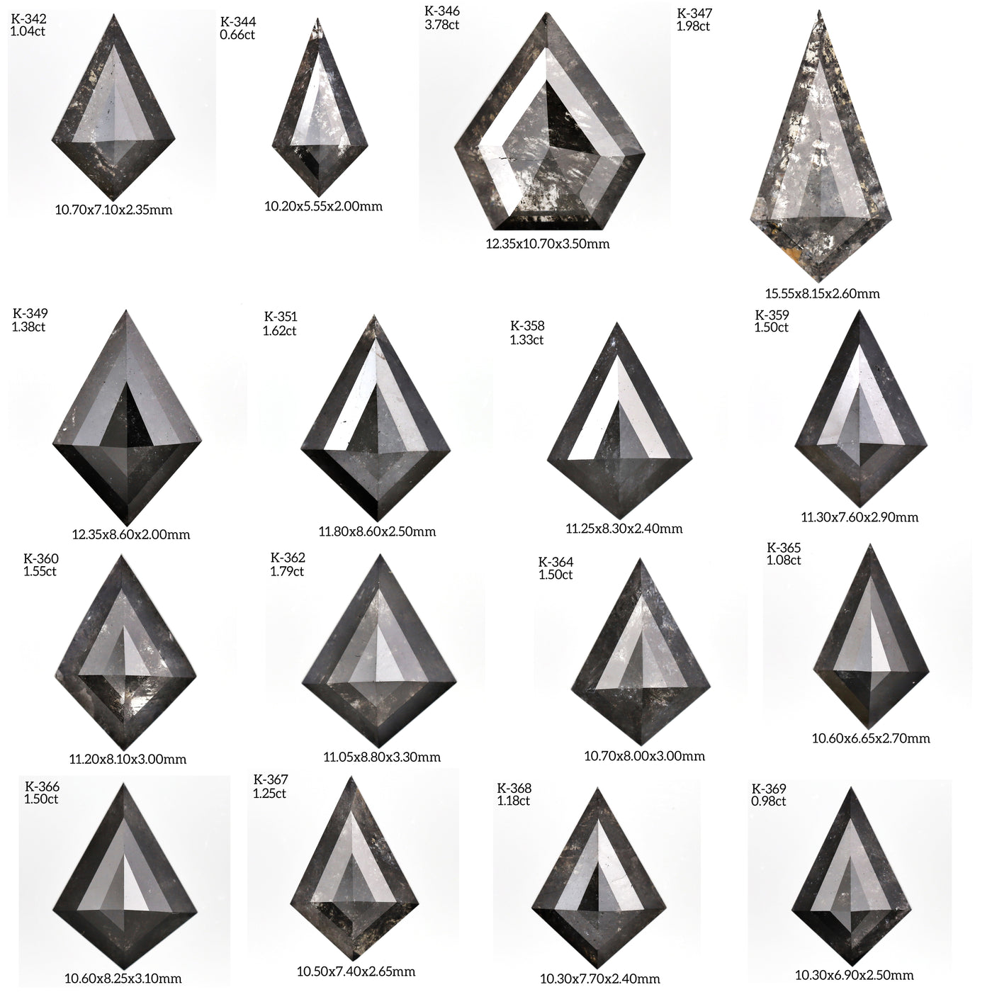 K381 - Salt and pepper kite diamond
