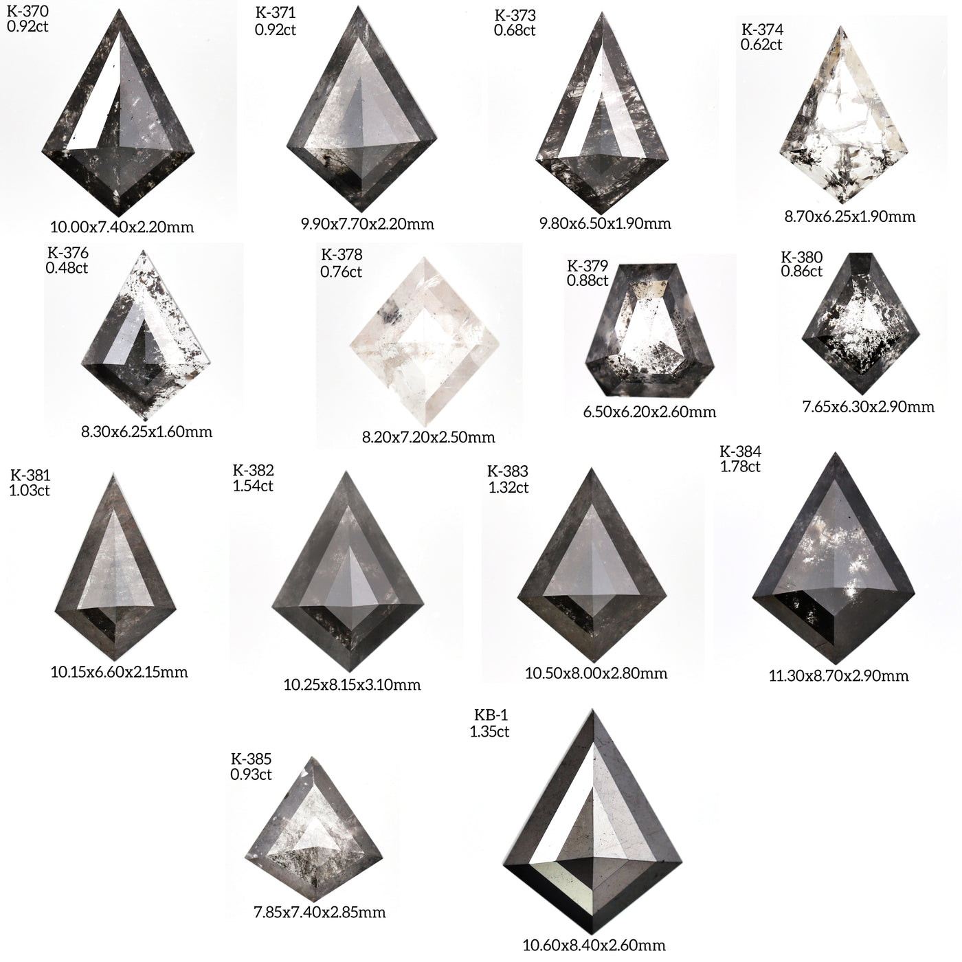 K381 - Salt and pepper kite diamond