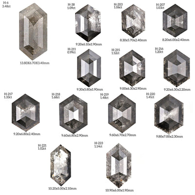 H6 - Salt and pepper hexagon diamond - Rubysta