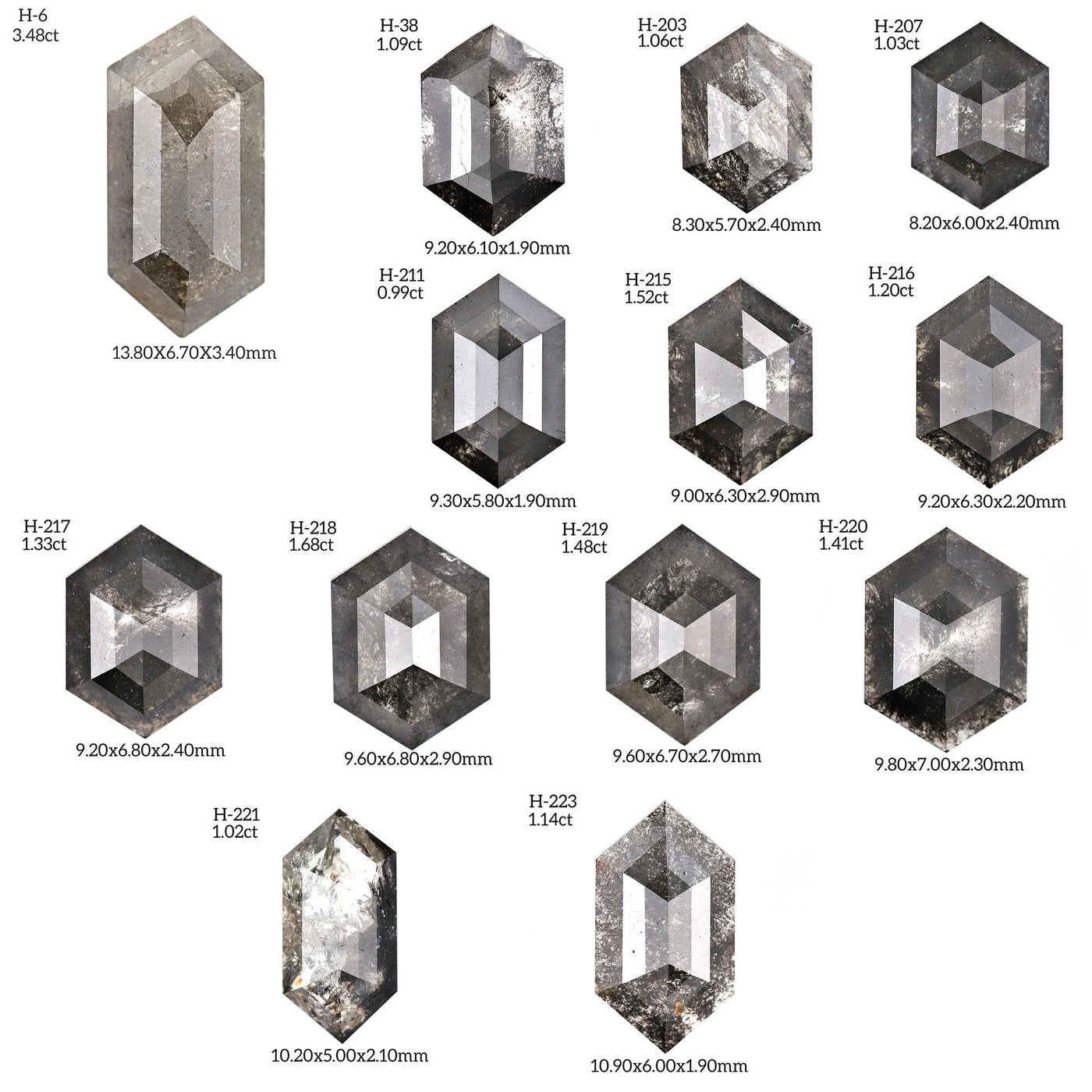H235 - Salt and pepper hexagon diamond - Rubysta