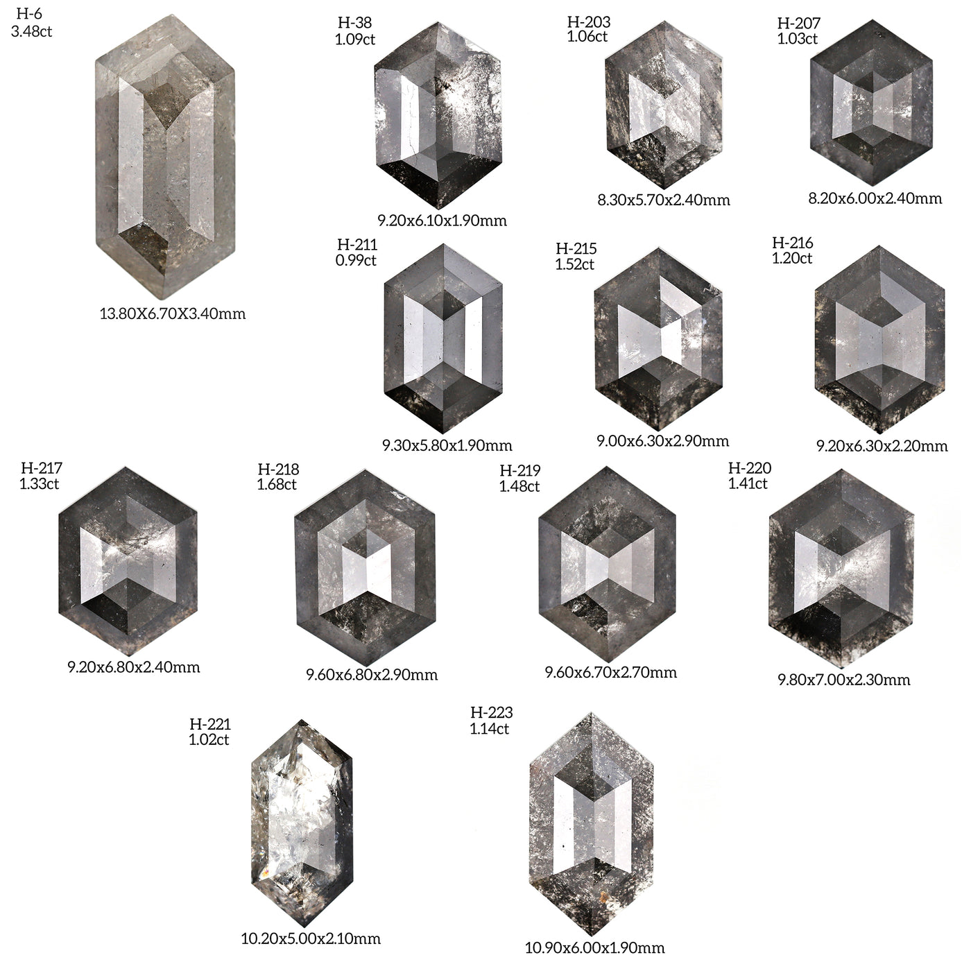 H110 - Salt and pepper hexagon diamond