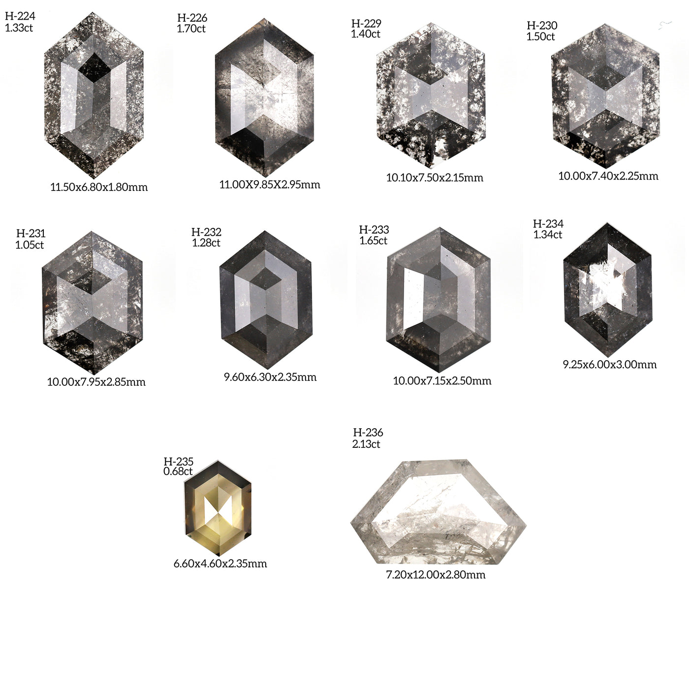 H223 - Salt and pepper hexagon diamond