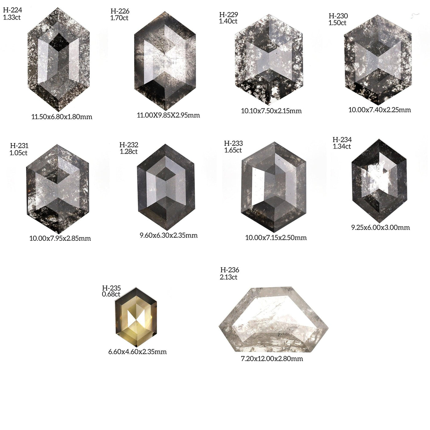 H6 - Salt and pepper hexagon diamond - Rubysta