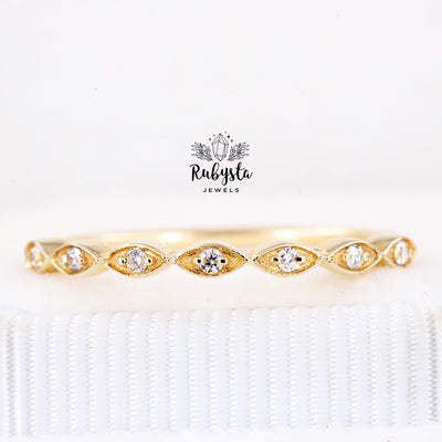 Yellow Gold Half Eternity Ring | Wedding Band | Anniversary Ring - Rubysta