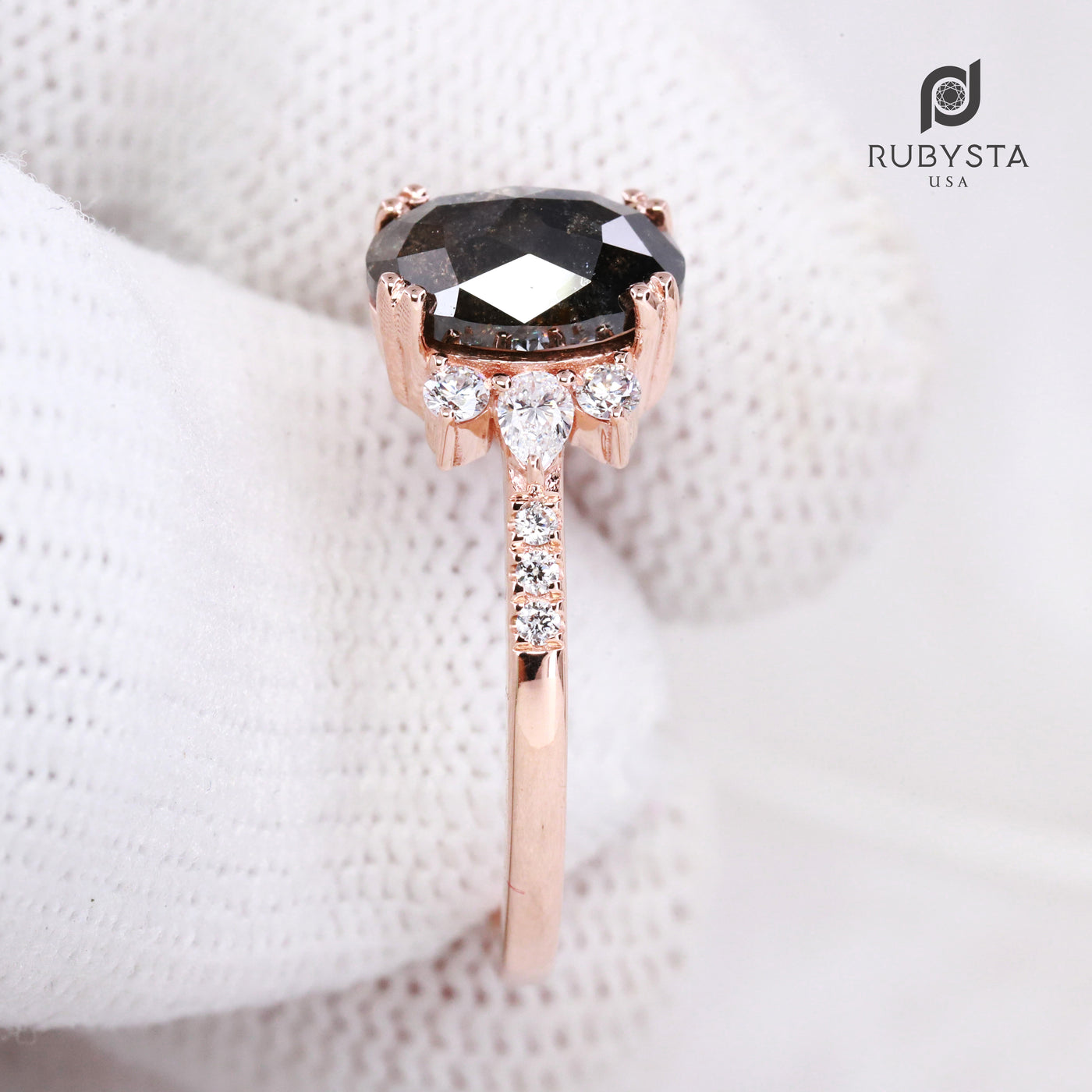 Salt and Pepper diamond Ring | Oval Diamond Ring | Engagement Ring