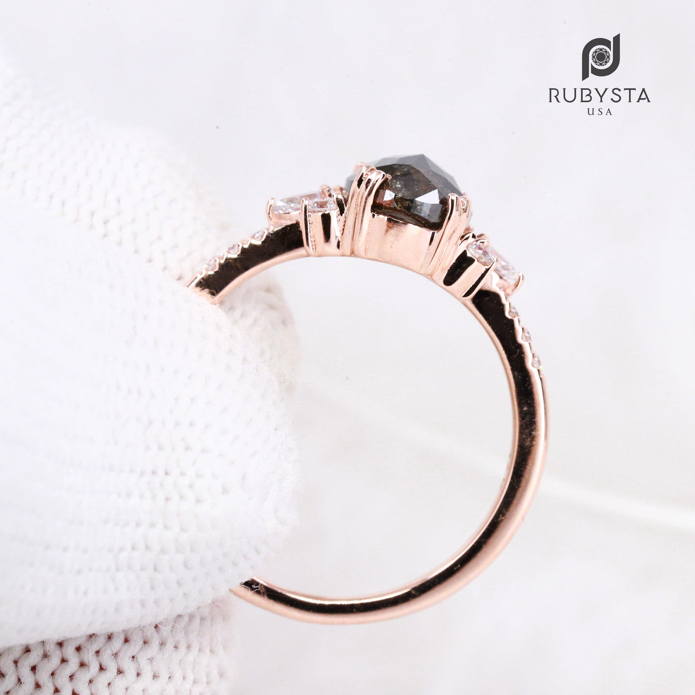 Salt and Pepper diamond Ring | Oval Diamond Ring | Engagement Ring | Wedding Ring - Rubysta