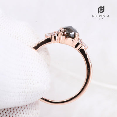 Salt and Pepper diamond Ring | Oval Diamond Ring | Engagement Ring | Wedding Ring