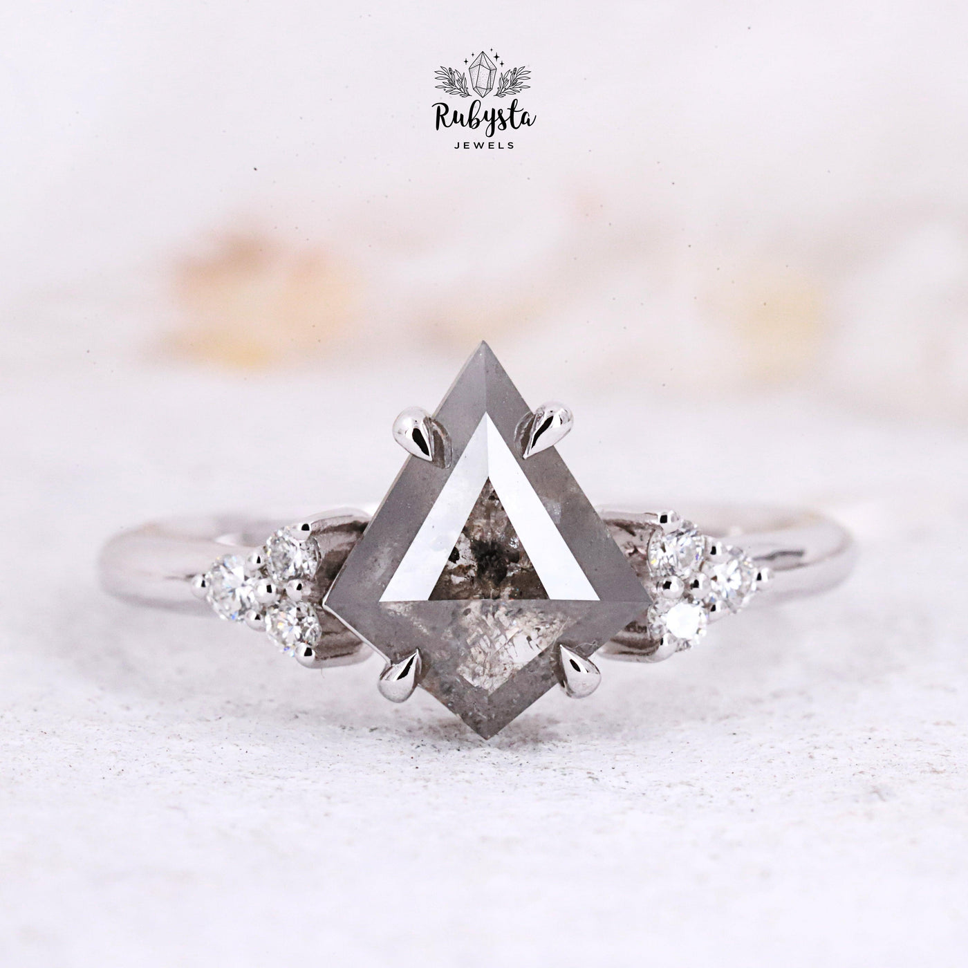 salt and pepper Kite diamond ring - Rubysta