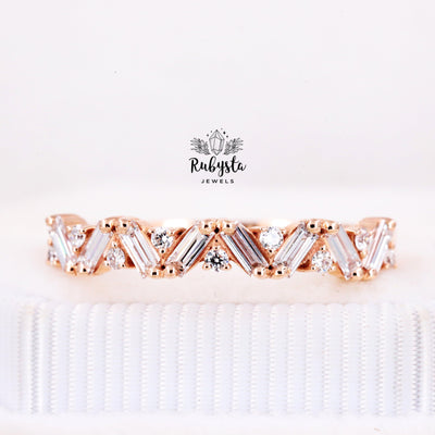 Baguette Diamond Ring | Baguette Engagement Ring | Natural Diamond Ring - Rubysta