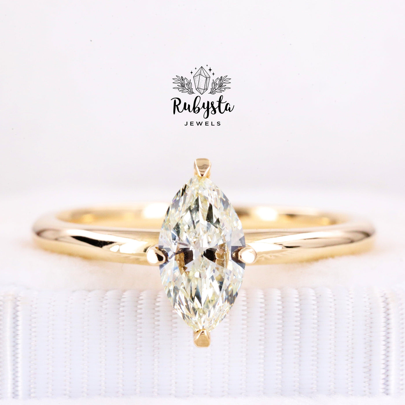 White Marquise Diamond Ring | Marquise Engagement Ring | Marquise Diamond Ring | White Marquise Diamond - Rubysta