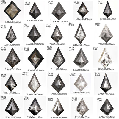 Salt and Pepper Kite Diamond Ring |  Kite Diamond Engagement Ring | Unique Salt Pepper Diamond