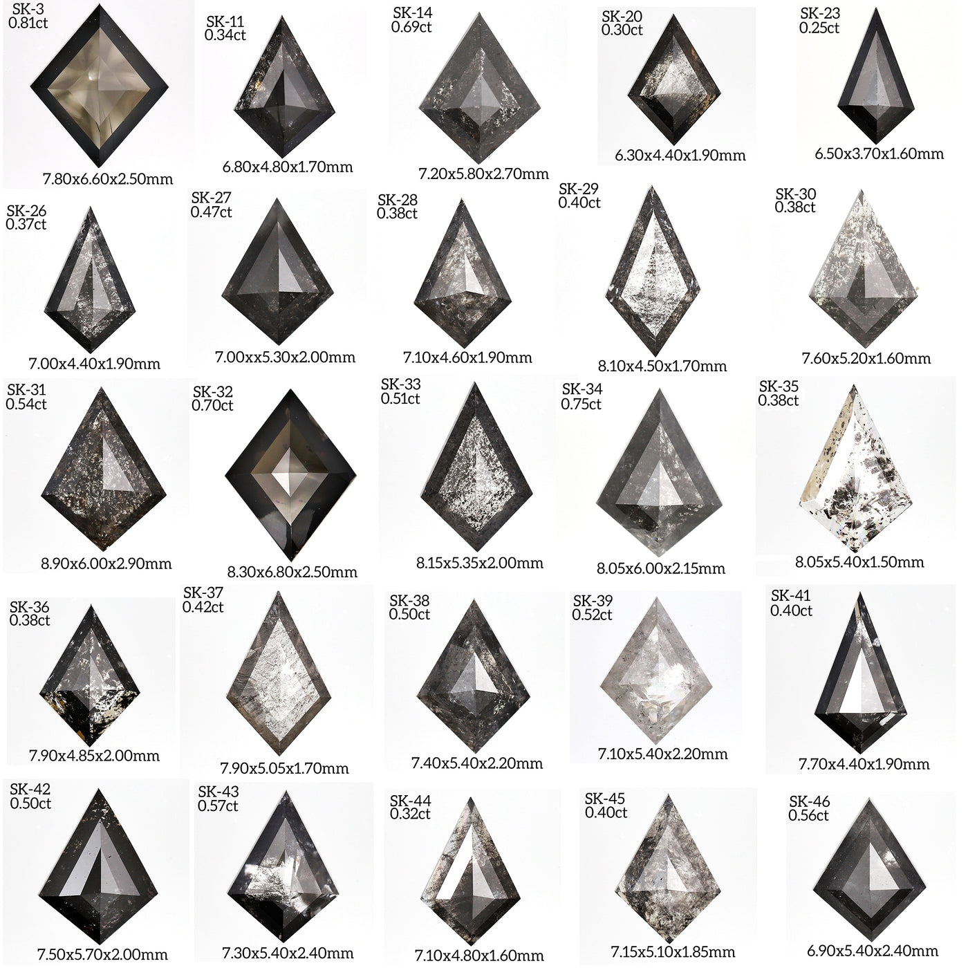 SK61 - Salt and pepper kite diamond