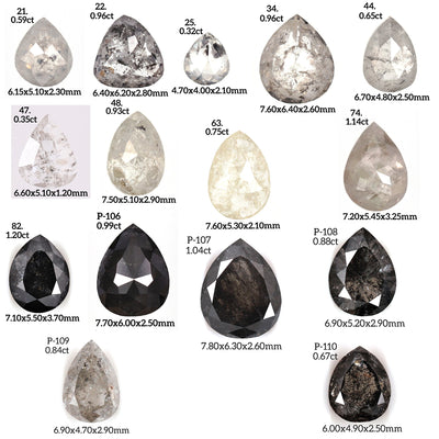 Salt and pepper diamond ring | Pear diamond ring | 14K Rose gold Ring